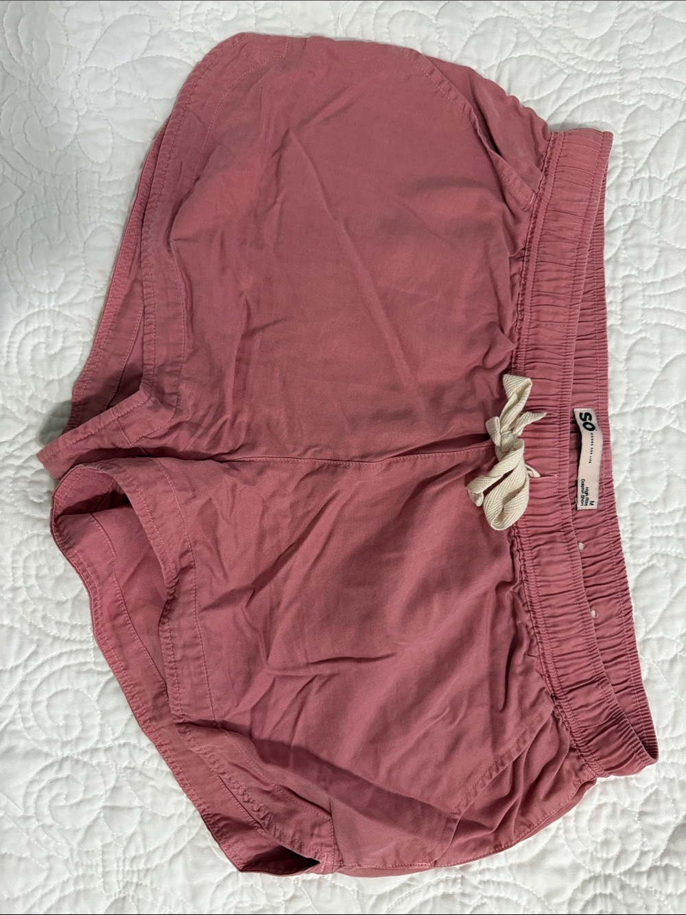 SO Women's Athletic Drawstring Shorts in Dusty Rose Pink